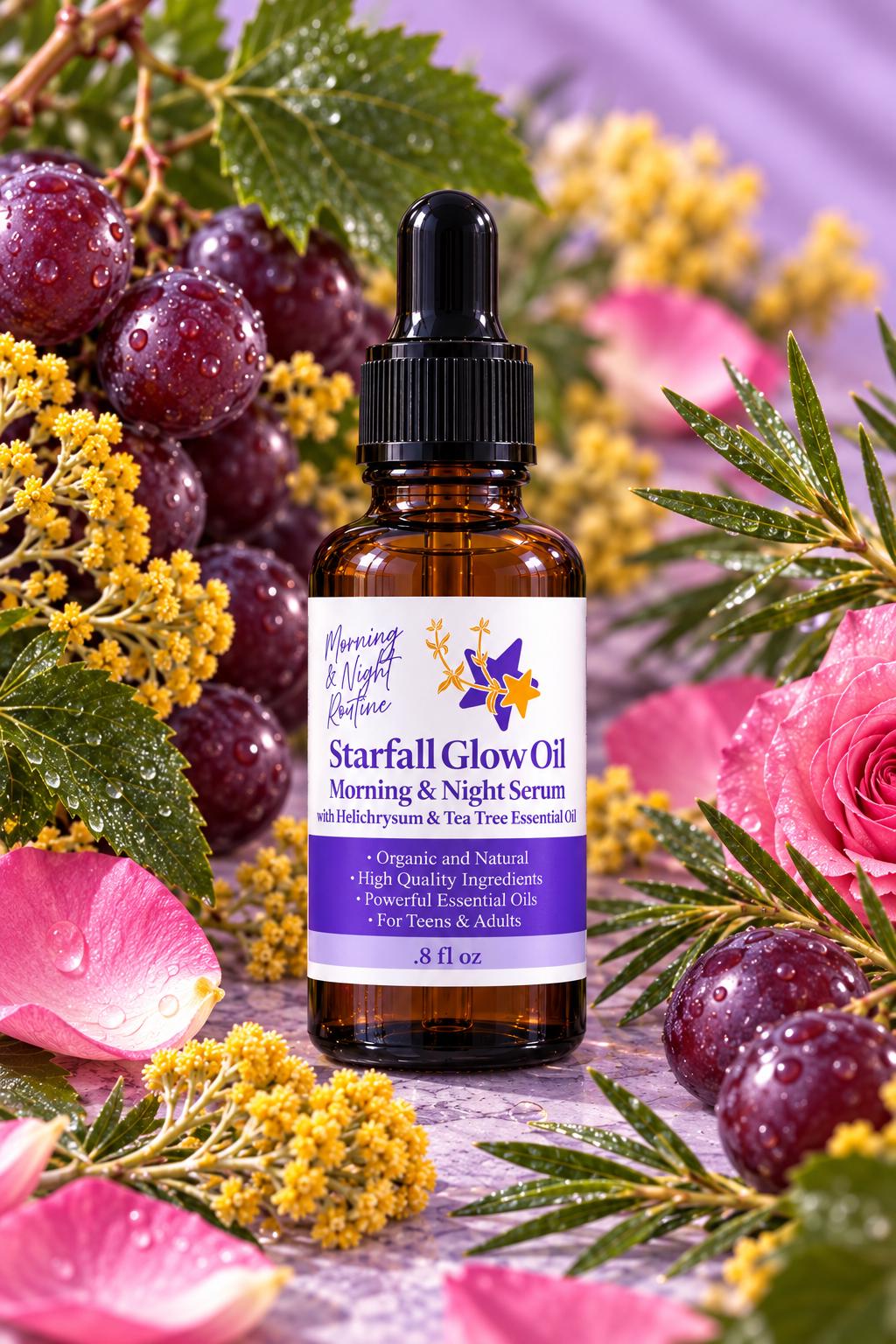 Acne-Prone Face Oil | Glow Serum for Teens,  Adults | Helichrysum & Tea Tree Essential Oils