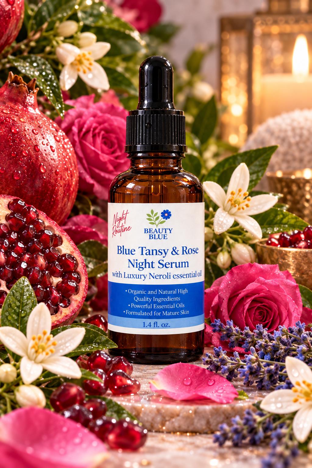 Anti Aging Night Serum | Hydrating  Face Oil | Rosehip, Blue Tansy, Rose & Neroli | Organic Skincare