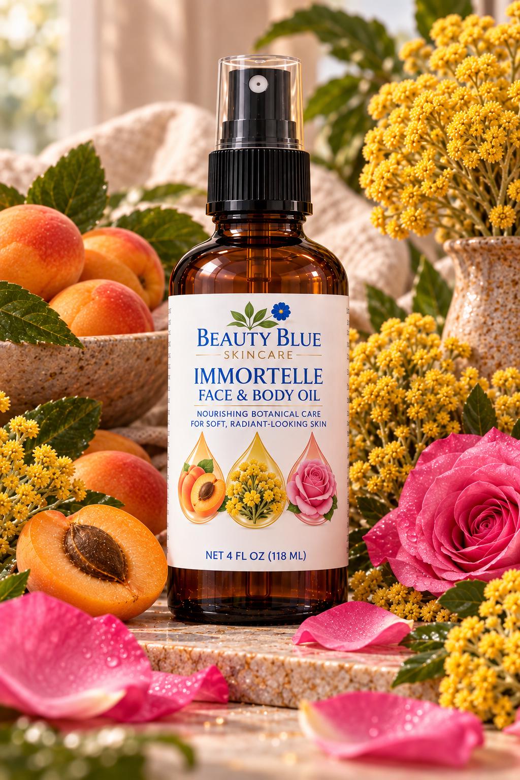 Face & Body Oil for Radiant Skin | Apricot, Castor, Rose, Helichrysum | Botanical Moisturizer