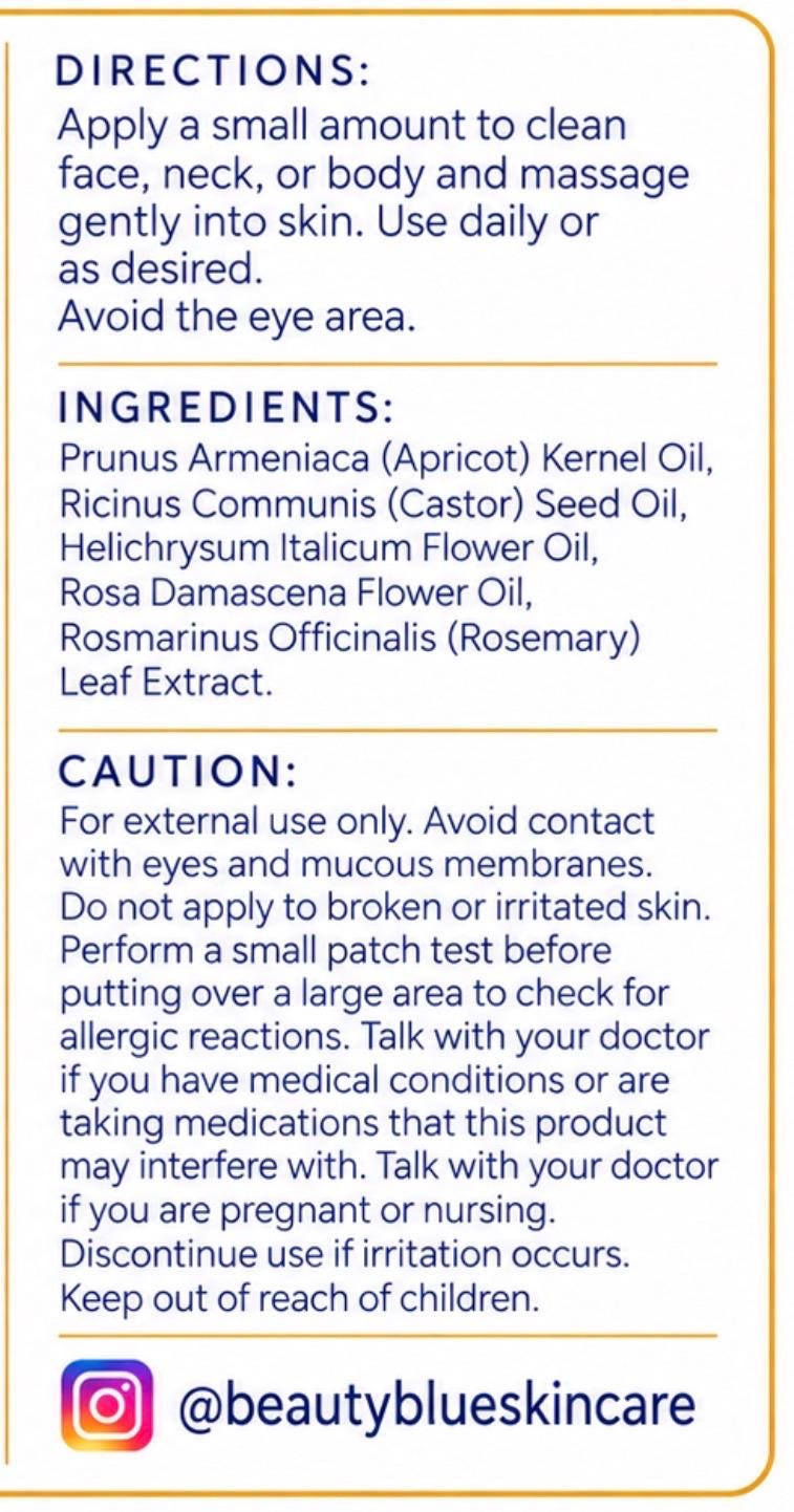 Face & Body Oil for Radiant Skin | Apricot, Castor, Rose, Helichrysum | Botanical Moisturizer